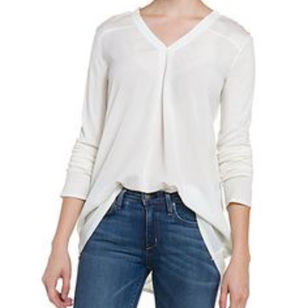 White Silk Blend Blouse